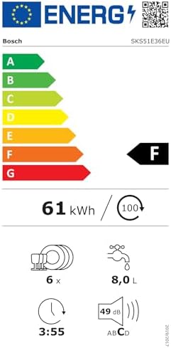 lave vaisselle compact bosch sks51e36eu : avis, caractéristiques et prix noir, 6 couverts, 5 programmes