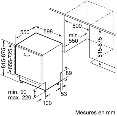 lave vaisselle tout intégrable bosch smv4hux00f exclusiv série 4 : 12 couverts, ultra silencieux à 46db