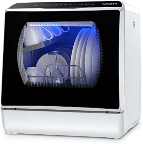 mini lave vaisselle karlxtom de table avec commandes tactiles led 45cm, 6 programmes, lavage des fruits et soins bébés